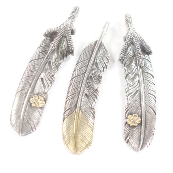 美品□TADY&amp;KING タディアンドキング SV925 18K 爪 フェザー ローズ Lサイズ ネ...