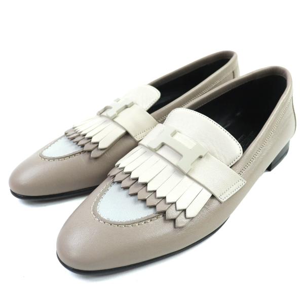 未使用品△HERMES エルメス 232136Z ロワイヤル Hロゴ モカシン レザー ローファー ...