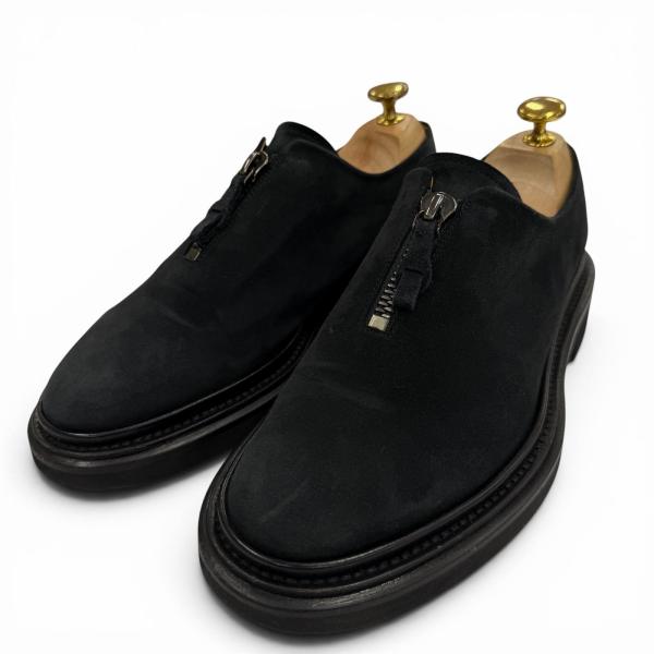 極美品▼GIORGIO ARMANI ジョルジオアルマーニ スウェード ジップアップ プレーントゥ ...