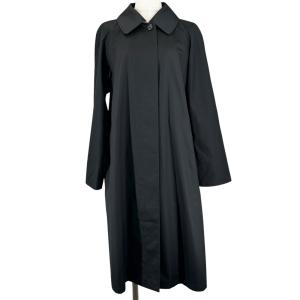 美品▲BURBERRY LONDON バーバリーロンドン コットン100% 襟裏ノバチェック ステンカラーコート ブラック 11 日本製 正規品 レディース