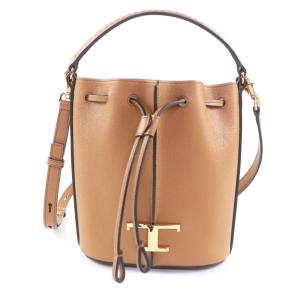 極美品★TOD’S トッズ XBWTSAQ0000Q8ES410 TOD’S TSA SECCHIELLO MICRO Tタイムレス レザー 2WAY バケットバッグ ブラウン 箱・袋付