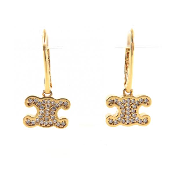 極美品★CELINE セリーヌ 460GC6BZI トリオンフ ラインストーン ピアス アクセサリー...