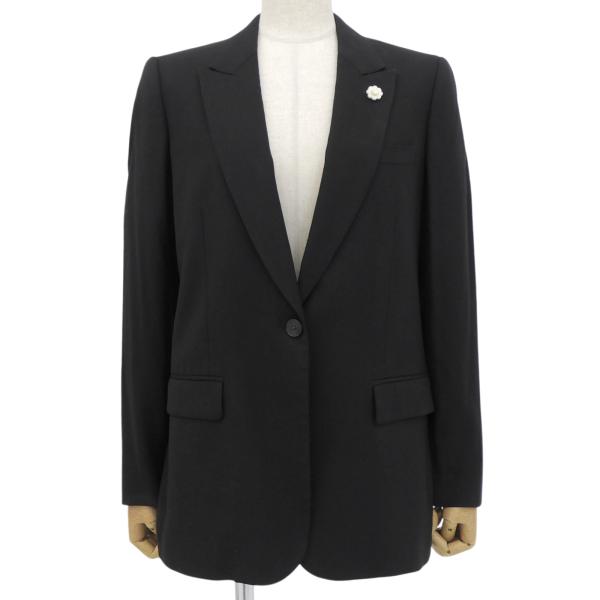未使用品▲LARDINI ラルディーニ 裏地花柄 ブートニエール付き テーラードジャケット ブラック...
