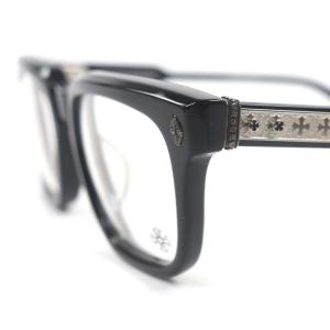 美品▼CHROME HEARTS クロムハーツ AMBIDIXTROUS 925 CHプラス ウェリントン メガネ 眼鏡 アイウェア ブラック 53□21-151 総重量43.72g