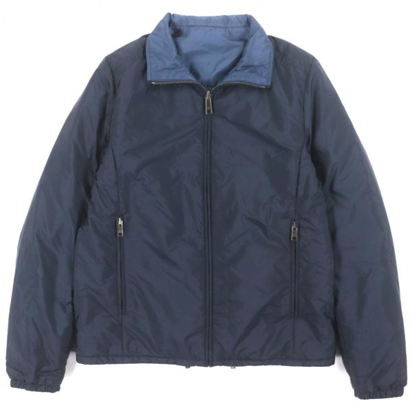 美品▼PRADA プラダ SGA753 ロゴワッペン付 リバーシブル 中綿入り ジップアップ ナイロ...