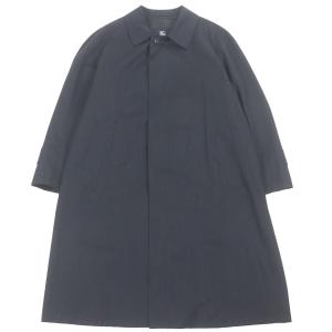 極美品□BURBERRY LONDON バーバリーロンドン シルク カシミヤ混 フライフロント ステンカラーコート ネイビー 90-165-4 日本製 正規品