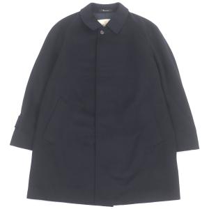 極美品□Aquascutum アクアスキュータム カシミヤ100％ フライフロント ステンカラーコート ネイビー 38 日本製 正規品 メンズオススメ◎