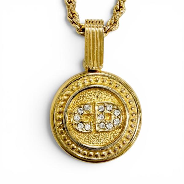 美品△Christian Dior クリスチャンディオール ヴィンテージ CDロゴ ラインストーン ...