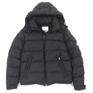 極美品▼MONCLER モンクレール MONTGENEVRE モンジュネーブル ウール100% ロゴワッペン付き フーデッド ダウンジャケット 3 国内正規品