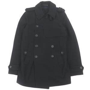 美品□YVES SAINT LAURENT イヴ・サンローラン 291830 カサンドラロゴ ダブルブレスト コート ブラック 44 イタリア製 正規品 メンズ