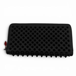極美品▼Christian Louboutin クリスチャンルブタン パネトーネ スパイクスタッズ レザー ラウンドファスナー 長財布 メンズ レディース