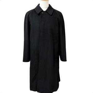 極美品□Burberrys バーバリー ヴィンテージ カシミヤ100％ ステンカラーコート ブラック 94-175-6 日本製 正規品 メンズ ハンガー付き