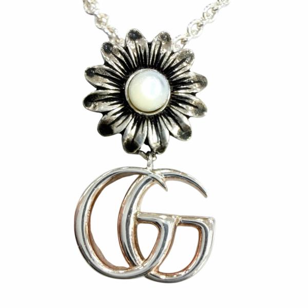 美品☆GUCCI グッチ ダブルG ネックレス AG925 マザーオブパール アクセサリー シルバー...