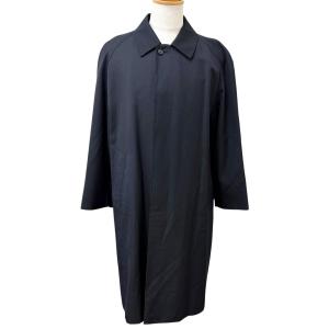 美品□BURBERRY LONDON バーバリーロンドン シルク カシミヤ混 裏ノバチェック柄 ステンカラーコート ネイビー 92-170-5 日本製 正規品