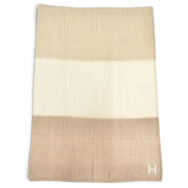 美品△HERMES エルメス  H104022M プレード 手織り ダイ カブリオル カシミヤ ビス...