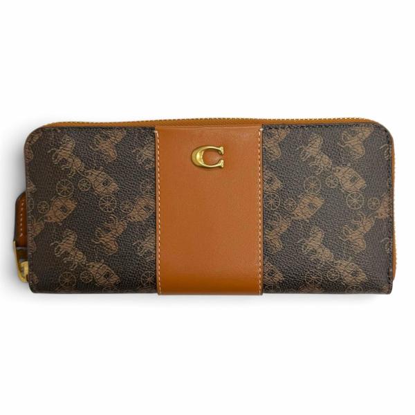 極美品△COACH コーチ CAN81 エッセンシャルスリム アコーディオンジップウォレット ホース...