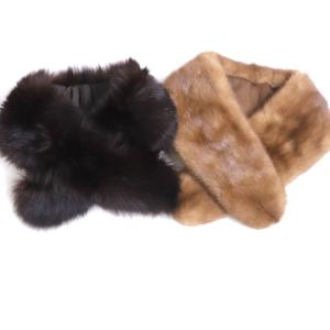 極美品▼FOX  MINK フォックス ミンク 本毛皮ティペット/ショール/ストール 2点セット ダークブラウン/ブラウン 毛質柔らか・ボリューム◎｜brand-td-store