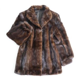 美品▲OS FUR MINK ミンク 本毛皮ショートコート ジャケット ダークブラウン ９号 毛質艶やか・柔らか◎｜brand-td-store