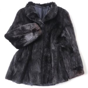 極美品◇MITSUKOSHI 三越 MINK ミンク 本毛皮コート ブラウン 毛質艶や