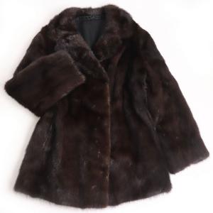 毛並み極美品☆MINK ミンク 本毛皮コート ブラウン 11号 毛質艶やか