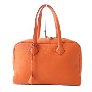 極美品◎フランス製 HERMES エルメス Victoria ヴィクトリア 35 バッグ トリヨンクレマンス オレンジ シルバー金具 □O刻印 カデナ・鍵付き｜brand-td-store