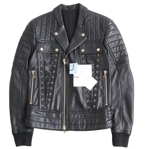 未使用品●17SSランウェイ着用 BALMAIN バルマン S7H2011P016 レザー レースア...