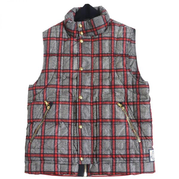 良品●MONCLER GAMME BLEU モンクレールガムブルー GILET ロゴワッペン チェッ...