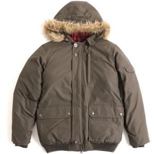 美品◆WOOLRICH ウールリッチ 16105 ロゴボタン ダブルZIP×ボタン エコファー・フード付き  ダウンジャケット/コート カーキ S メンズ｜brand-td-store