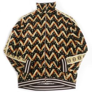 極美品□20SS GUCCI/グッチ 598730 CHEVRON DAISY JACKET インターロッキングG シルク混 ベロア トラックジャケット/ブルゾン 茶系 L 正規｜brand-td-store