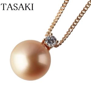 タサキ ゴールデンパール ネックレス ダイヤ0.11ct パール10.1mm 41cm