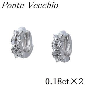 Ponte Vecchio ポンテヴェキオ フラワー ダイヤ ピアス フープ 0.18ct