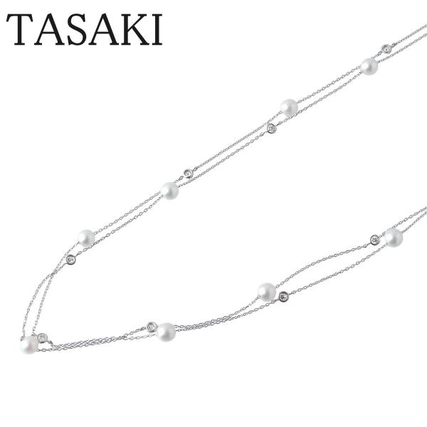 タサキ ダイヤ パール ネックレス ロング ステーション 0.51ct 5.5mm〜6.0mm 10...