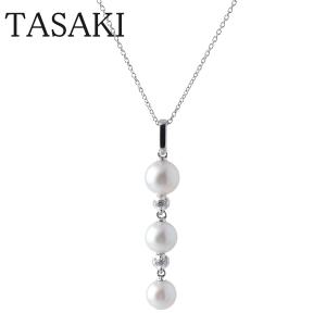 タサキ パール ダイヤ ネックレス アコヤパール6.1mm〜7.0mm ダイヤ0.02ct 750WG 42cm 新品仕上げ済 田崎 TASAKI【16915】｜brand-theatron