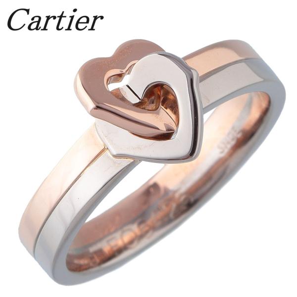 カルティエ ダブルハート 2ハート リング #49 750PG/WG 新品仕上げ済 Cartier【...