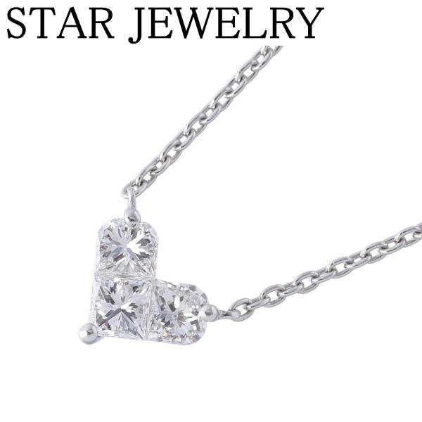 スタージュエリー ダイヤ ネックレス ミステリアスハート 0.28ct 40cm Pt950 新品仕...