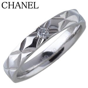 シャネル ダイヤ リング マトラッセ ミディアム #52 1PD PT950 幅3.4mm J2822型 新品仕上げ済 CHANEL【25670】