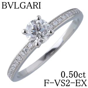 ブルガリ ダイヤ リング ローマアモール 中石ダイヤ0.50ct F-VS2-EX 13号弱 Pt950 GIAレポート 箱 新品仕上げ済 BVLGARI【25687】