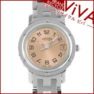 エルメス レディース 腕時計 クリッパー デイト CL4.210 ピンク文字盤 SS ステンレススチール 腕回り14.5cm｜brand-viva