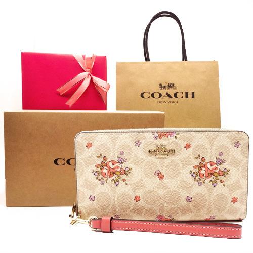 コーチCOACH財布 長財布 新作 新品 シグネチャー フローラルプリント 花柄 アコーディオン長財...