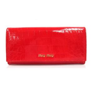 ミュウミュウ miumiu 財布 サイフ さいふ MIUMIU 財布 新作 クロコ型押し レザー長財布 5M1109 ROSSO 新作｜brand