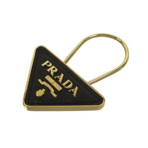 プラダ PRADA キーホルダー 新作 三角プレート 1PP301 NERO ブラック メタル キーリング 新品 正規品｜brand