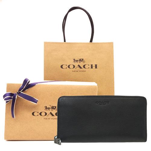 コーチ 財布 COACH 新作 メンズ ファスナー長財布 カーフ レザー 58102 BLK ブラッ...