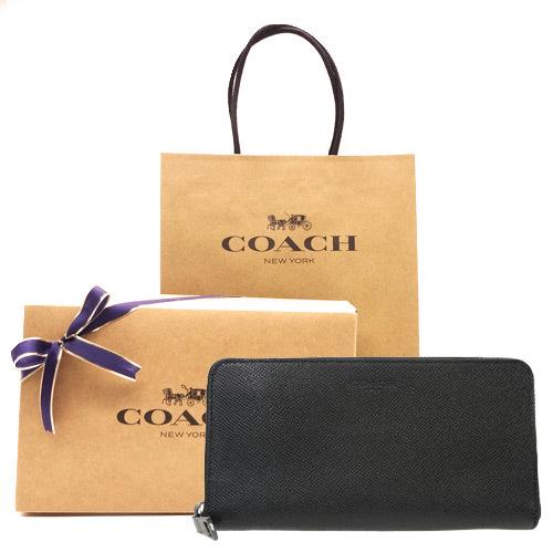 コーチ 財布 COACH 新作 メンズ ファスナー長財布 クロスグレイン レザー F-58107 B...