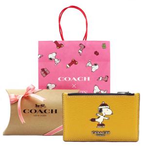 コーチ COACH ポーチ 新作 新品 カードケース コインケース  スヌーピー PEANUTS レザー CF-215 QBRQD【コーチ箱 ショップ袋付き ギフト包装無料 】｜brand