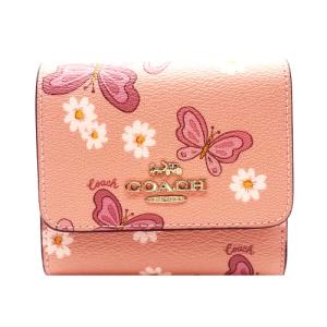 コーチ 財布 COACH サイフ 新品 バタフライ フローラルプリント 蝶々 花柄 三つ折り財布 CH-606 IMTIV【コーチ箱 ショップ袋付き ギフト包装無料】｜brand