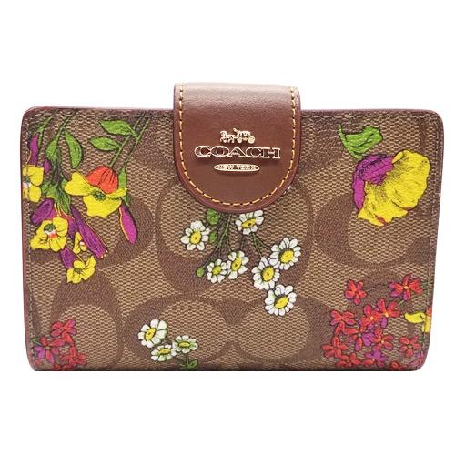 コーチ 財布 COACH サイフ 新作 新品 シグネチャー フラワー プリント 二つ折り財布 CR-...