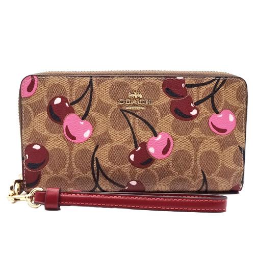 コーチ COACH 財布 長財布 新作 新品 シグネチャー チェリープリント  アコーディオン長財布...