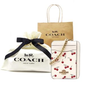 コーチ カードケース COACH 新作 新品 コインケース パスケース チェリー プリント レザー CFA38 IMCAH ブランド カードケース【コーチ紙袋付 ギフト包装無料】