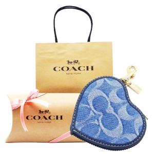 コーチ COACH ハートチャーム コインケース 新作 新品 デニム シグネチャーレザー CDF55 IMTYV【コーチ箱 紙袋付き ギフト包装無料】