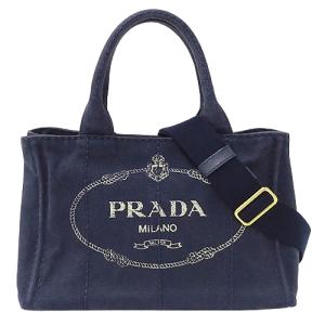 プラダ PRADA バッグ レディース ブランド トートバッグ ハンドバッグ ショルダーバッグ 2way カナパ ミニ キャンバス ネイビー 1BG439 紺｜brandbayshop